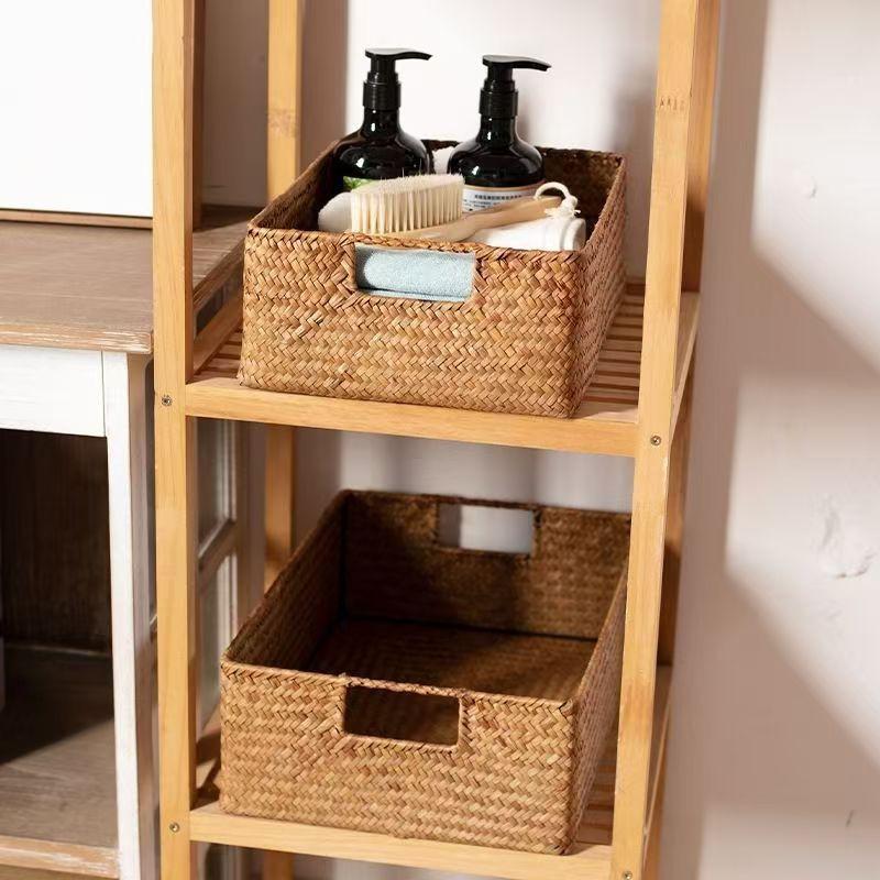 Seegras Rechteckiger Aufbewahrungskorb Schreibtisch-Organizer Küche Schlafzimmer Klein bis Extragroß Rustikaler Bauernhaus-Stil