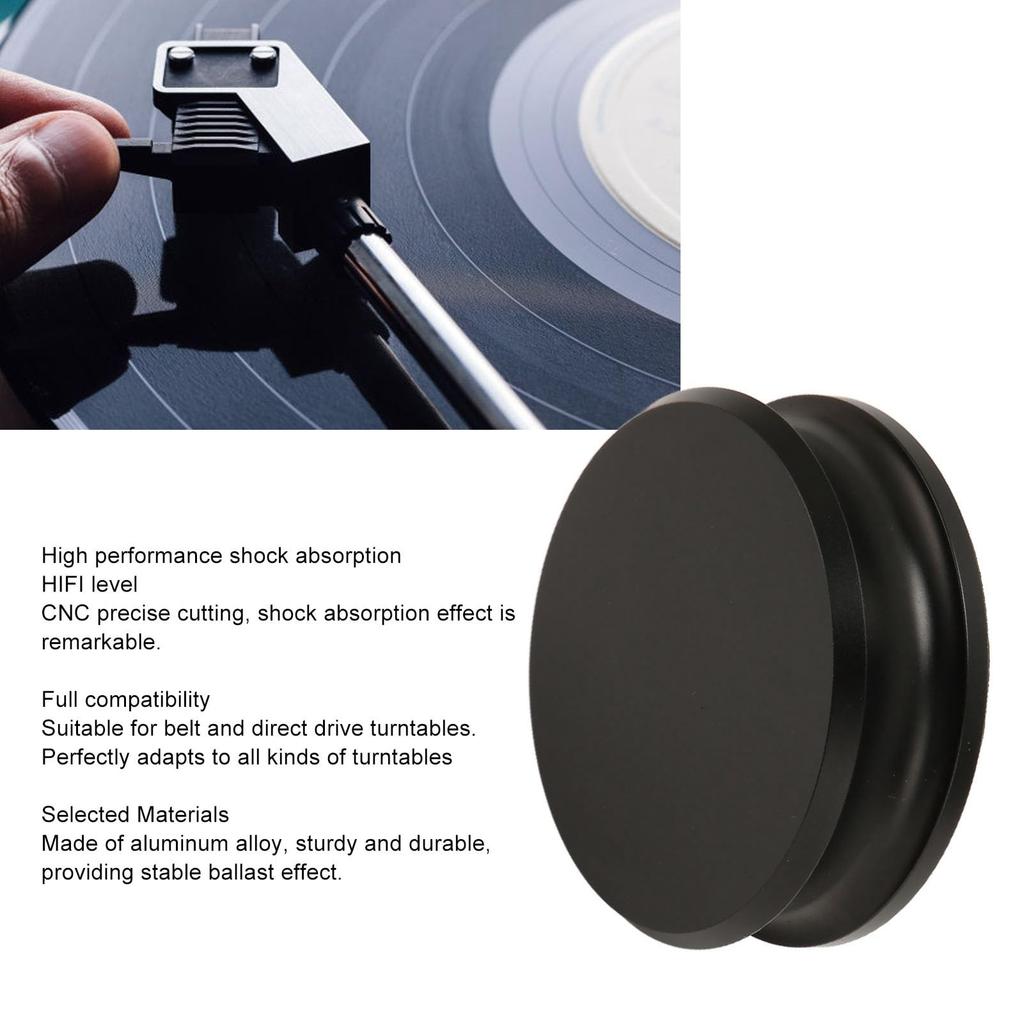 Record Weight Stabilizer Turntable HiFi Aluminum Alloy LP Turntable Disc Compatible with Various Record Sizes and LP Record Players Clamp, Stabilizer,
