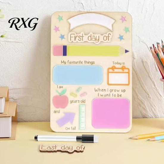 Child Drawing Board First Day of School Sign, Reusable Wooden Chalkboard Sign for Kids, Back Message Center to Decorations Supplies Kindergarten
