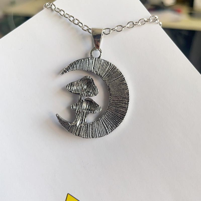Unique Alloy Fashionable Moon And Cute Red Mushroom Pendant Necklace All For