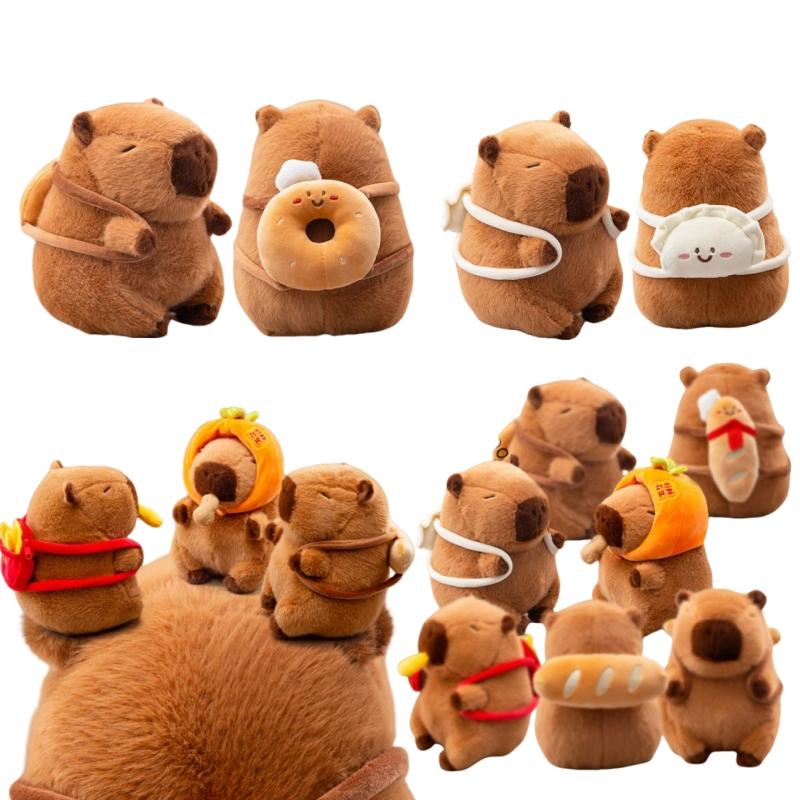 Cartoon Capybara Plush Toy Stuffed Animals Snack Backpack Baguette French Fries Doughnut Croissant Decor Birthday Gifts For Baby
