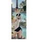 2025 Women's Korean Sexy Slimming Two-Piece Swimsuit Set with Tummy Control and Long Sleeve Swimwear