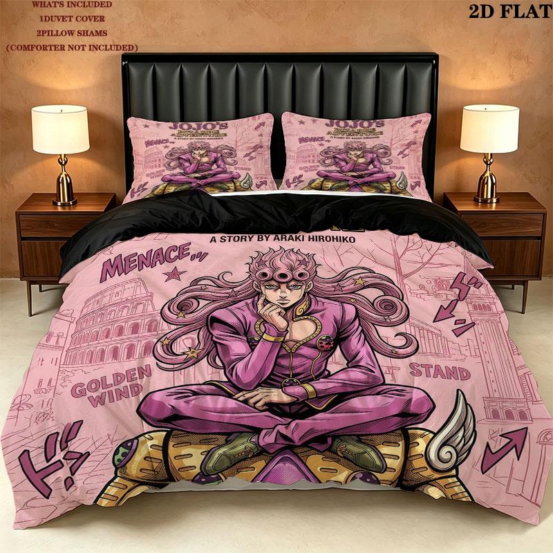 Jojos Bizarre Adventure Set Copripiumino Trapuntato Federe Regalo di Compleanno per la Casa(1 * copripiumino + 2 * federa, senza nucleo)