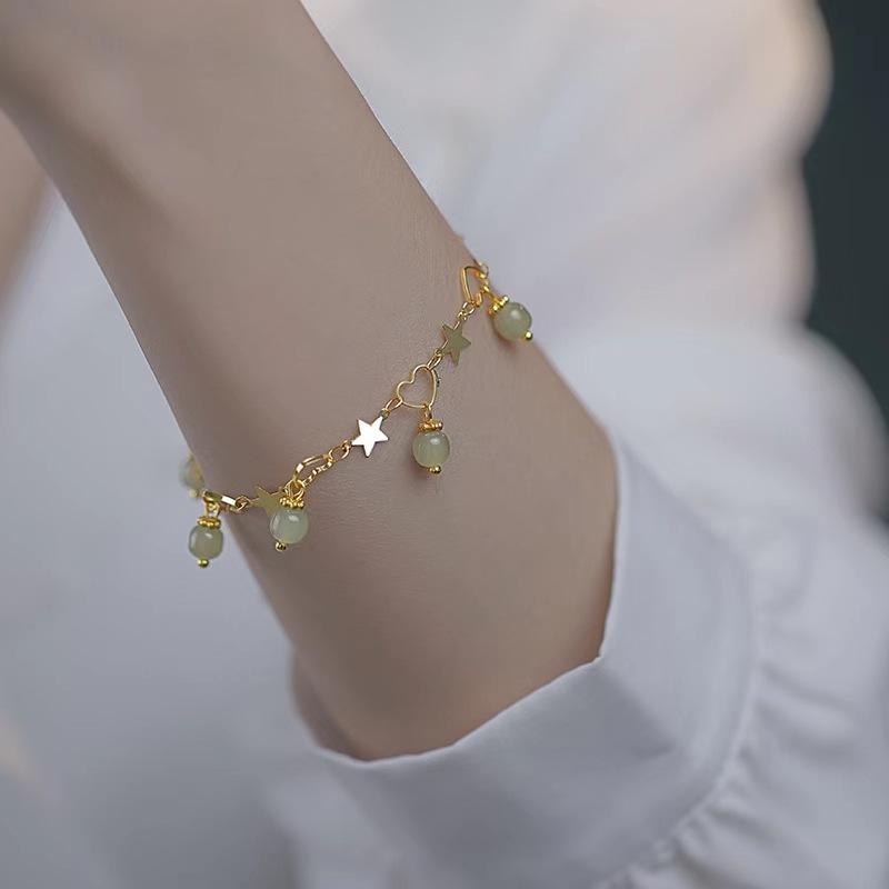 

Браслет из хотанского нефрита, актриса Люсу, высокое чувство дизайна, нишевый, бессмертный, ретро, древний стиль, любовь, трендовая цепочка на ногу