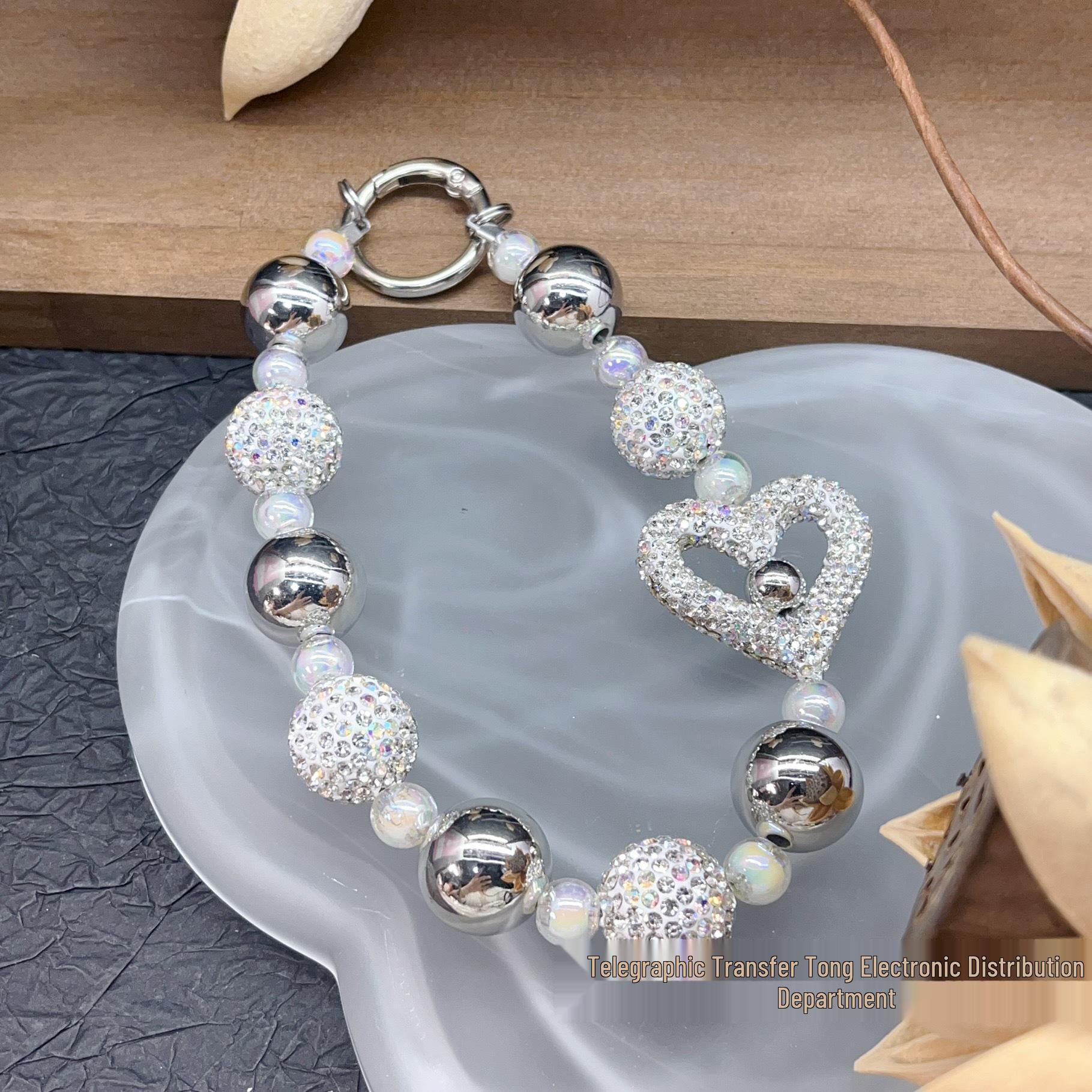 Elegant Rhinestone Bow Beaded Handbag & Phone Wrist Lanyard with Key Ring Pendant