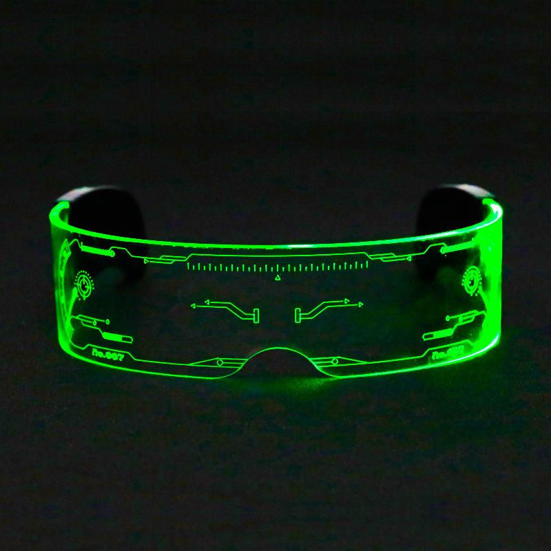 Świecące Kolorowe Okulary Przyszłościowe Poczucie Nauki i Technologii LED Online Celebryta Błysk Bar Disco Okulary Imprezowe.