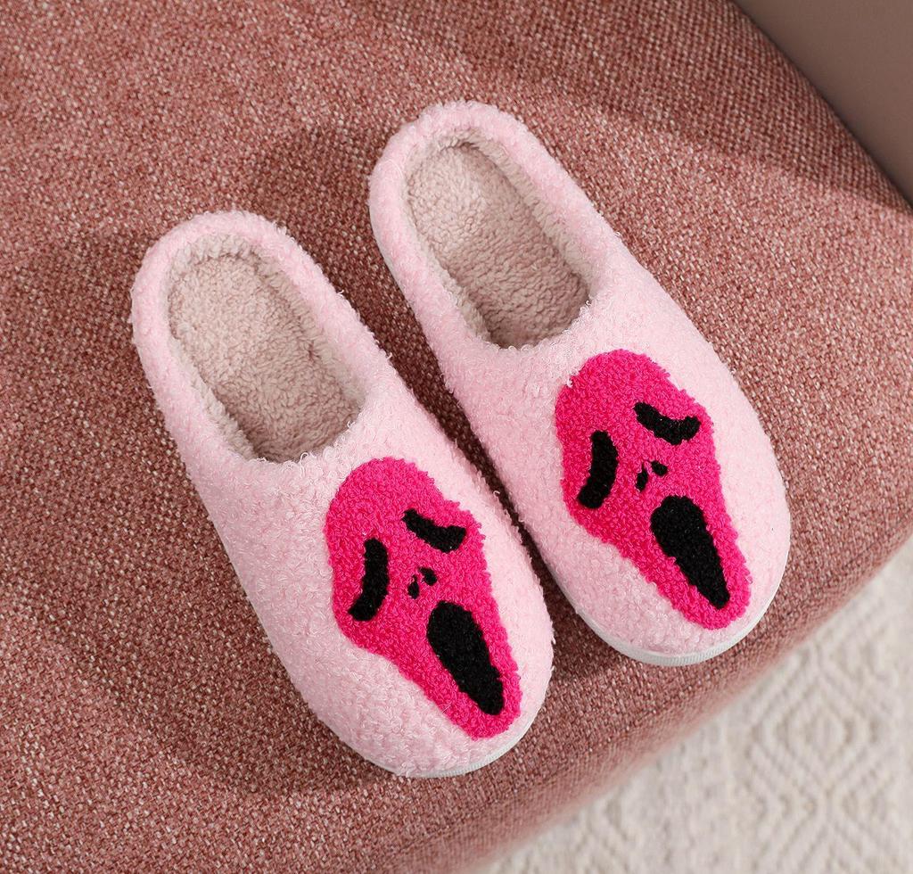 2024 Halloween Cartoon Pumpkin Funny Plush Cotton Slippers: Cute, Thick Bottom, Indoor Winter Footwear
