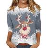 Spring and Autumn Round Neck Christmas Themed Pattern 3D Printed Top Fashionable Casual Long Sleeved Women's T-shirts
