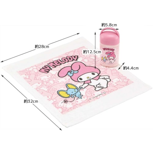 Conjunto de toalhas molhadas antibacterianas Skater com estojo Toalha molhada Sanrio My Melody Ushiro Shiro Fabricado no Japão 32 x 30,5 cm OA5AG-A