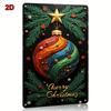 1pc 8x12 Inch Metal Tin Oil Painting, Retro Metal Sign with Christmas Colorful Patterns, Merry Christmas Decor for Bar Cafe Home
