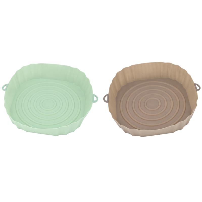 Air Fryer Pan Silicone Basket Airfryer Oven Baking Silicone Tray Reusable Airfryer Pot Pan Liner Mold Pizza Fried Kitchen Tools