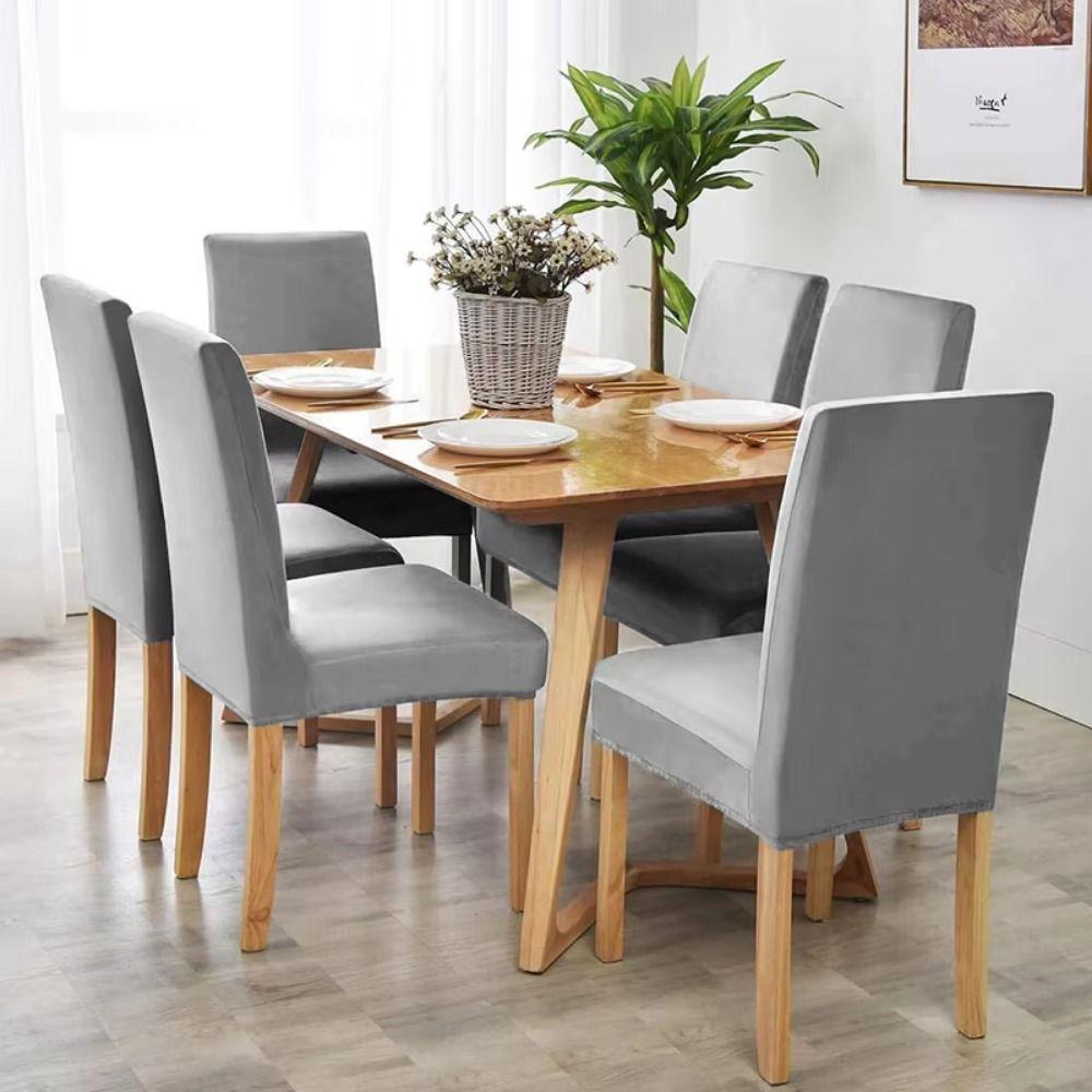 Thickened Plush Chair Cover Velvet Chair Protector Washable Elastic Chair Slipcover Restaurant