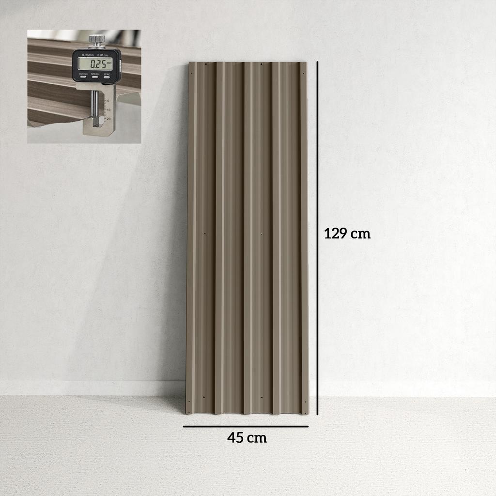 Galvanized Steel Panels, Set of 12, 129 x 45 cm, Brown
