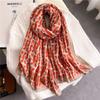 Letter contrasting color scarf style street fashion shawl high-end cotton and linen scarf shawl dual-purpose large size