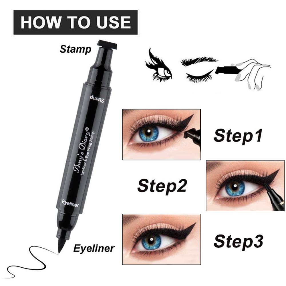 Eyeliner lichid ștampilă creion ștampilă impermeabilă sigiliu cu două capete 2-1 creion pentru ochi Pen Cosmetic eyliner instrumente de machiaj pentru ochi