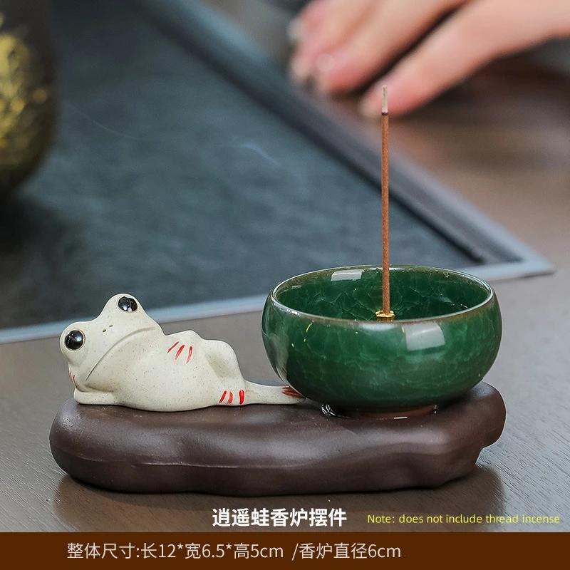 Cute Frog Incense Burner Frogs Tea Pets Ornaments Zen Home Tea Ceremony Accessories Desktop Micro Landscape Decorations Gifts