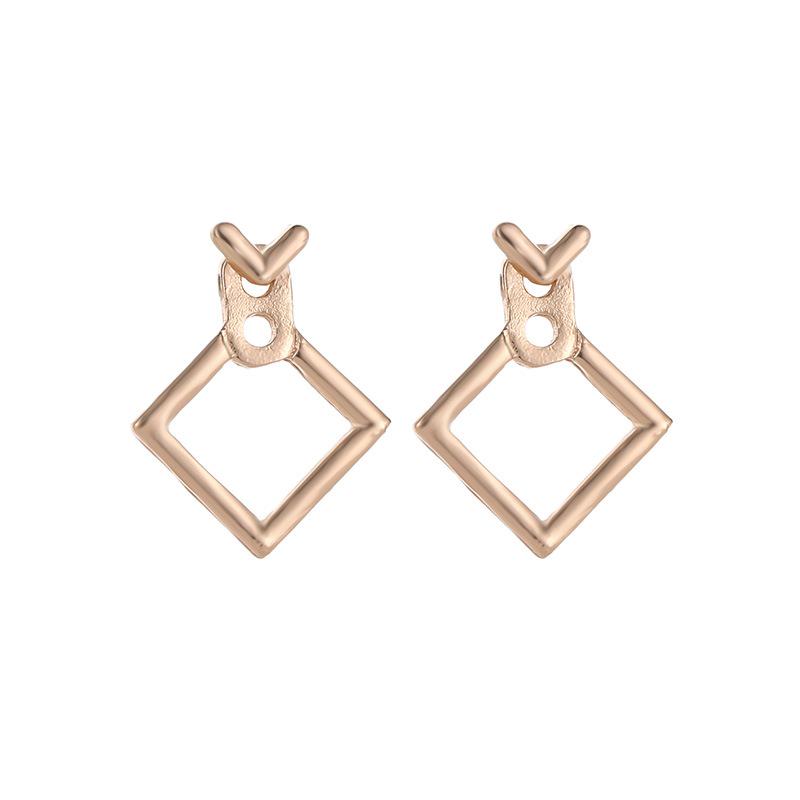 

2019 Oorbellen Wholesale Korean Trendy Cute Earrings Jewellery Geometric Square V Word Stud Earrings For Women Fashion Zircon