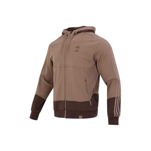 adidas St Gz Mh Kn Jkt Three-Stripe Sports Casual Hoodie Jacket for Men, Brown XL коричневый