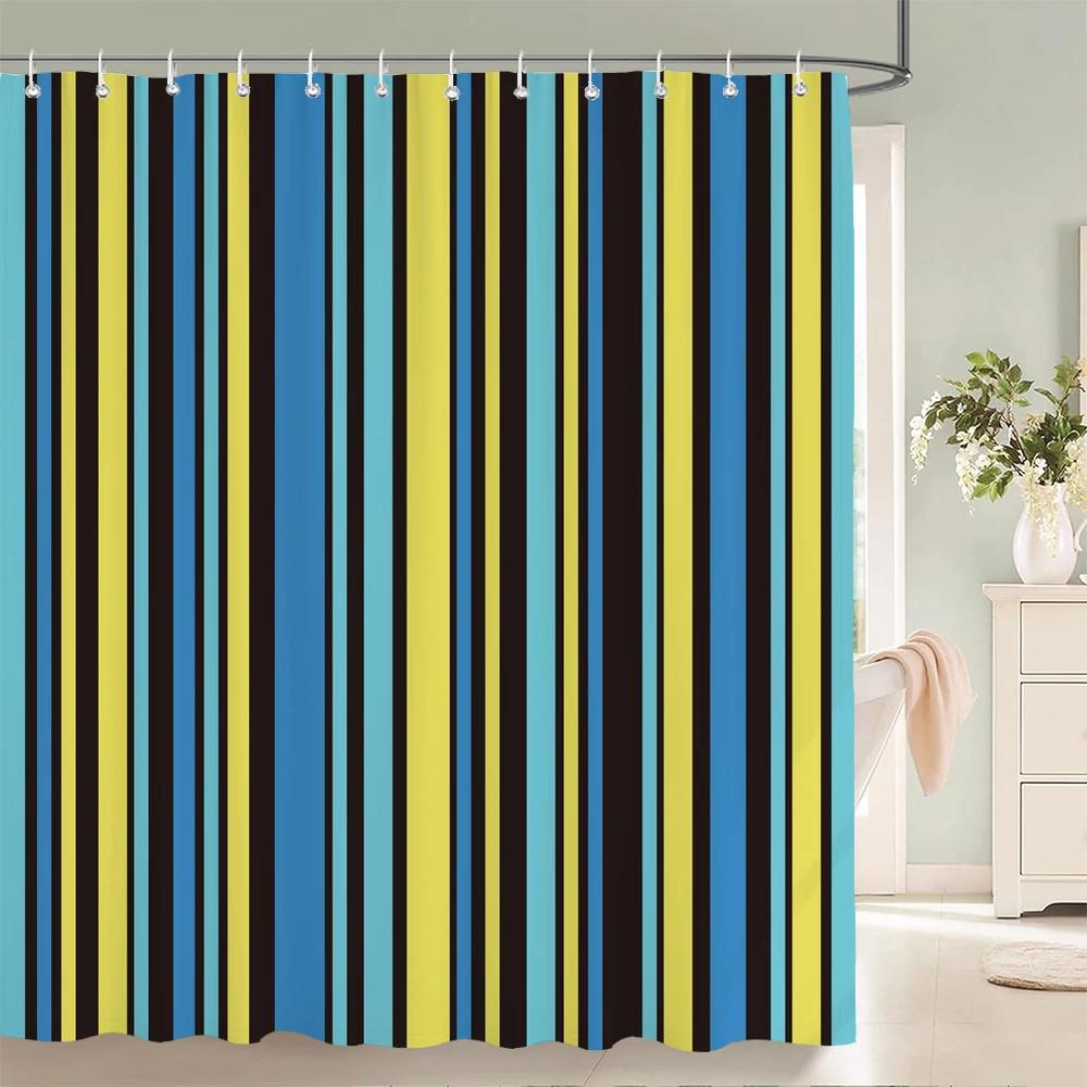 1 pc Geometric Shower Curtain Home Bathroom Decoration Printing Polyester Fabric Modern Simple Bath Curtains With Hooks