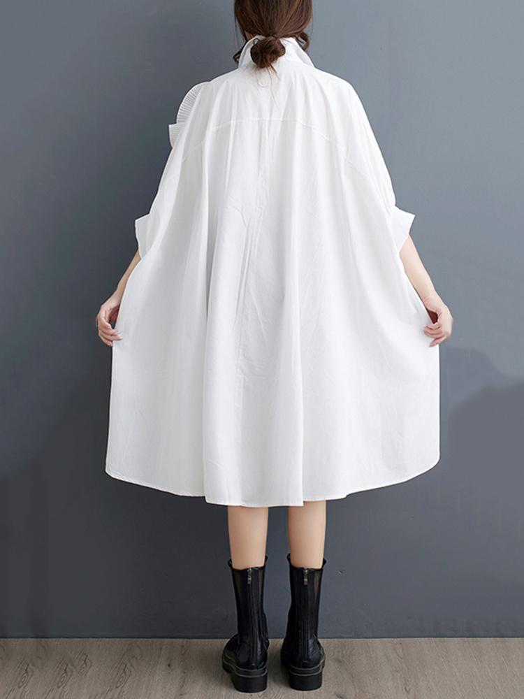 Xitao Irregular Bat Wing Sleeve Shirt Loose Three-dimensional Folds Flower Decoration Women Top ZY8813