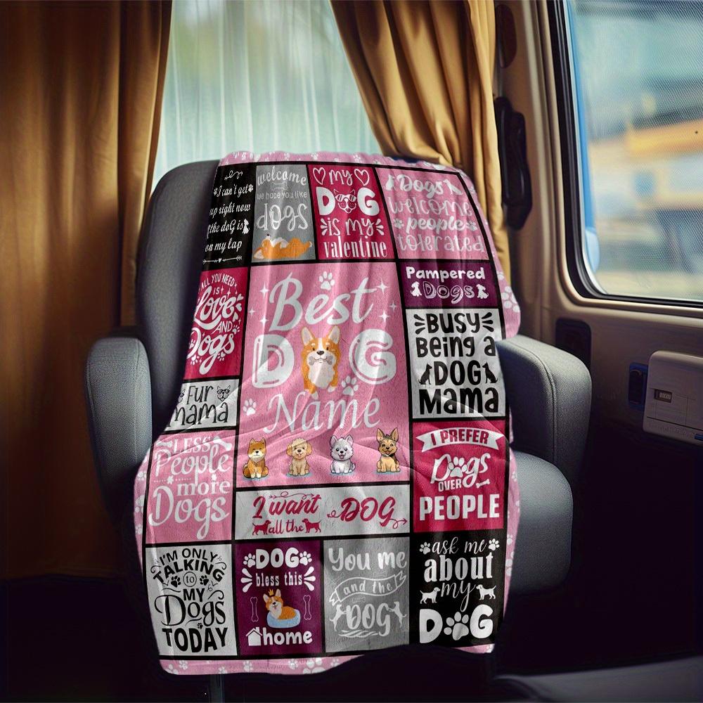 Dog Lover Valentine'S Day Gift Customize Your Name Rv Blanket Soft Cozy Lightweight Allseason Multipurpose Throw For Travel Camping Picnics Sofa Rv