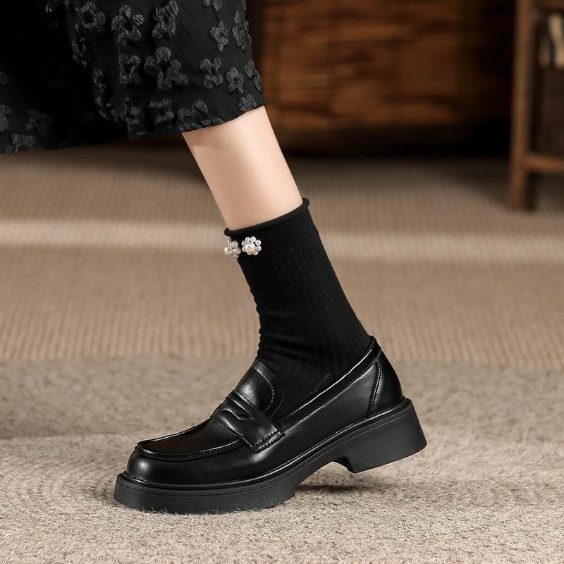 Yuexinwang Genuine Leather Flat for Huizhou Women's Shoes Spring New Small Leather Shoes Versatile Su Yinyin Same Platform Loafers