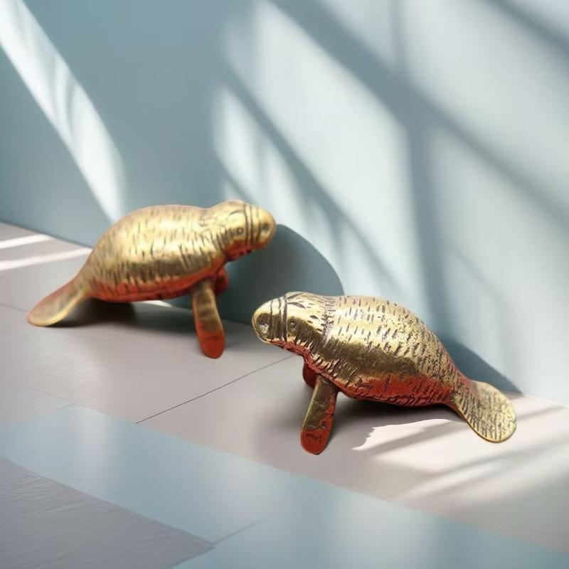 Brass Dolphin Figurine Vintage Handcrafted Rustic Finish Perfect For Aquarium Fish Tank Home Decor Collection