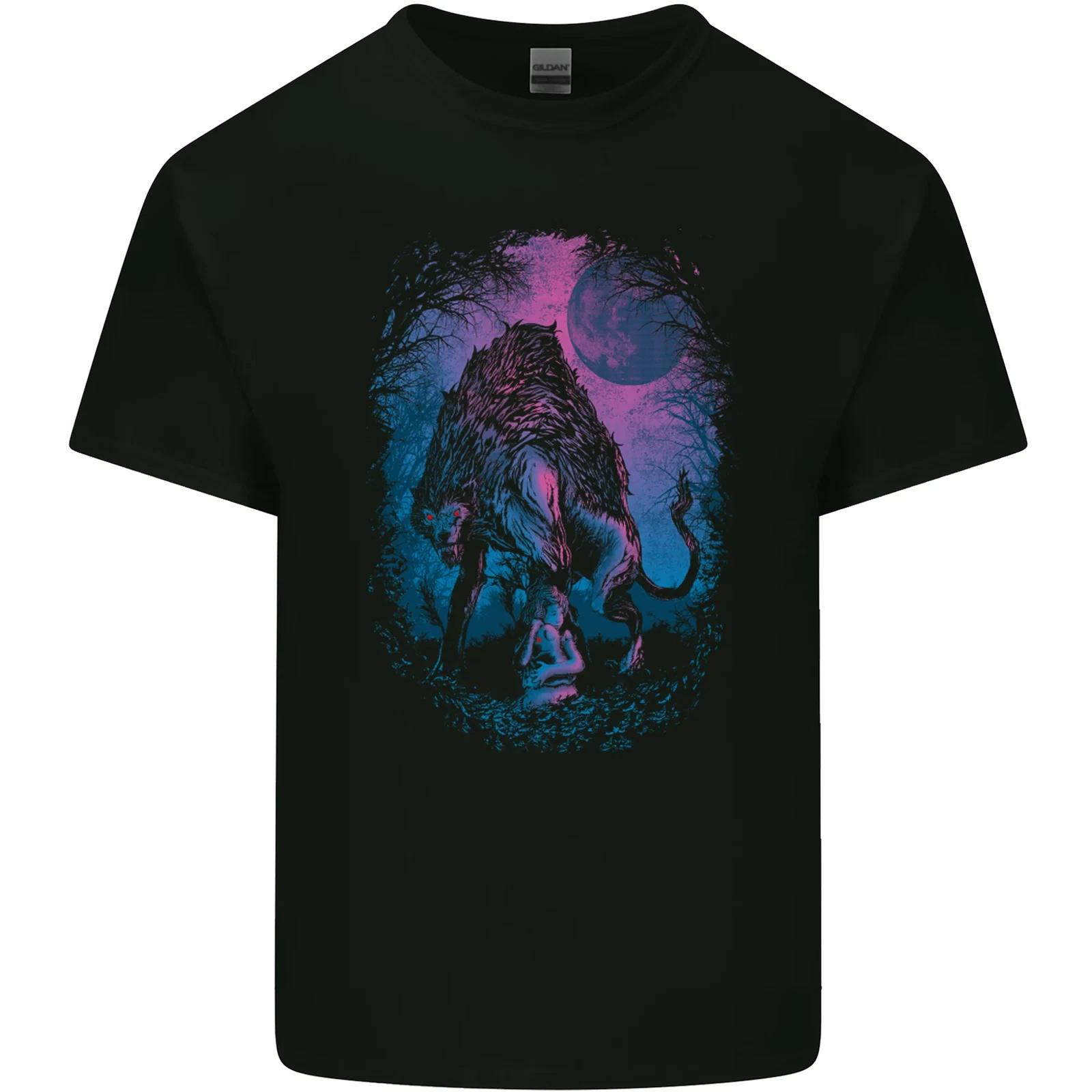 Werewolf & Child Wolf Horror Halloween Kids T-Shirt Childrens 2XL