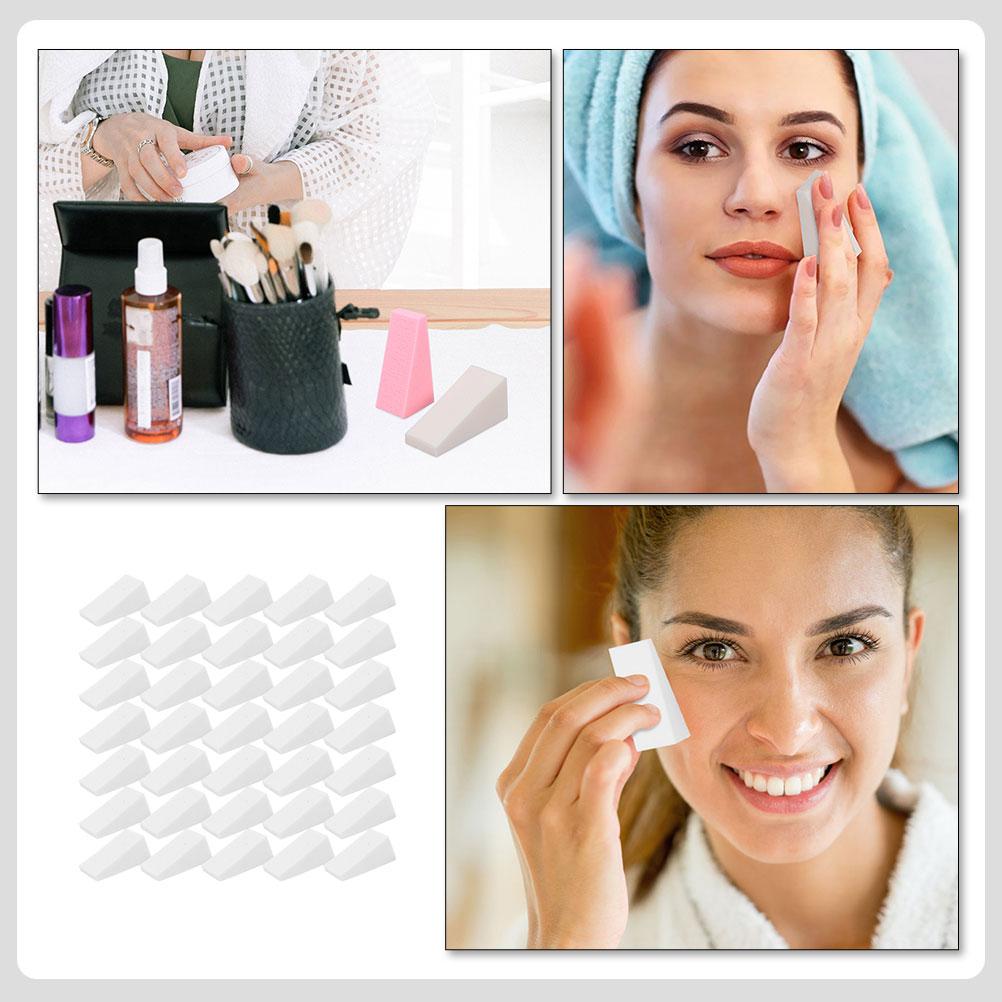 50 Buc Bureți de Machiaj Triunghiulari Bureți Trapezoidali Mici Latex Natural ( ) Fond de ten Beauty Wedges