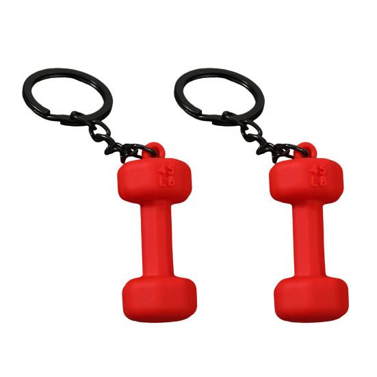 

2Pcs Keychain Pendant Zinc Alloy Texture Dumbbell Charm Lightweight Portable Key Holder Backpack Bag Accessory