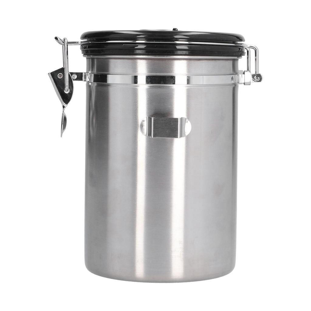 Stainless Steel Coffee Canisters with Calendar Wheel Exhaustable Coffee Jar for Home Coffee Shop1.8L Silver Color