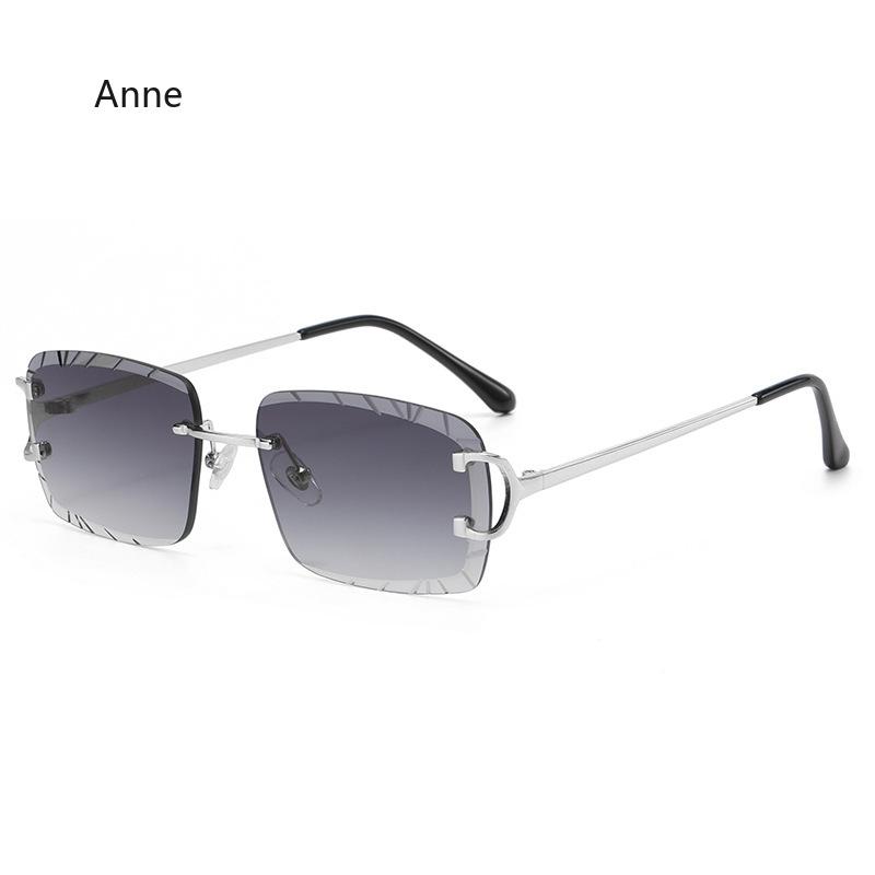 Square Rimless Glasses Trend Metal High-grade Men's and Women's Sunglasses Street SSunglasses Gafas De Sol