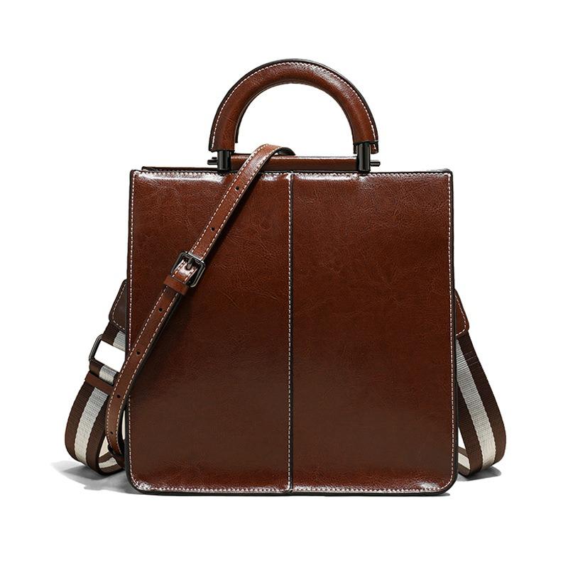 Oil Wax Cowhide Big Bag Women's High-end Commuter Handbag New Retro Large-capacity Shoulder Bag Bag