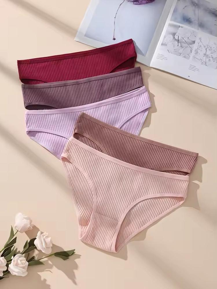 5 stk/sett Dameundertruser Stripete truser Dameundertøy Lav midje Bomullsunderbukser Sexy dameunderbukser Mykt dameundertøy S-XXL