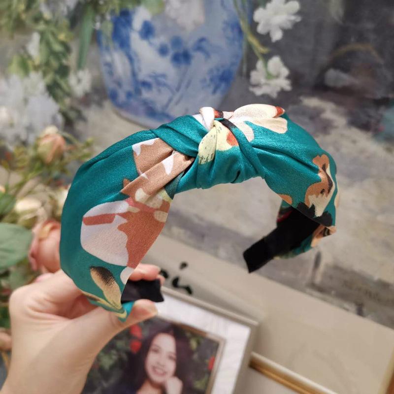 New Fabric Knotted Headband Fashion Wide Edge Printed Headpiece Women's Simple Face Wash Headband Hair Accessories