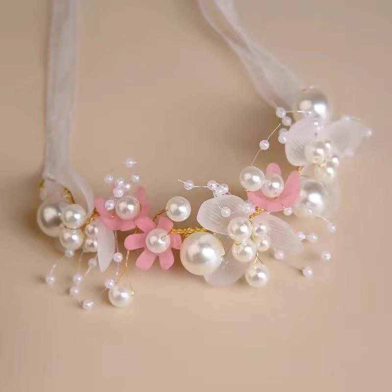 1pc Ethereal Headpiece - Ancient Chinese Hanfu Hair Accessory with Floral Braided Band, Pastel Floral Hairband for Women