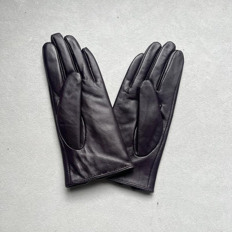 Womens Purple Sheepskin Gloves Fleece Lined Warm Fashion Commute Winter