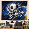 2D Flat - 2D Flat - 2D Flat Print 1pc Tapestry Football Birthday Wall Hanging Blue Golden Splash Art Decor Suitable for Vintage Themed Durable Suitabl