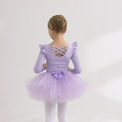 Kindertanzkleidung, Reine Baumwolle, Lila, Sommer Ärmellos, Mädchen Übungskleidung, Kleinkindermädchen Tanzkleidung, Kinder Tutu