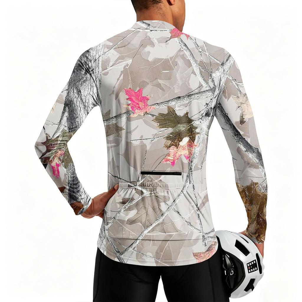 Herren Langarm Fahrradtrikot Atmungsaktiv Schnelltrocknend Halber Reißverschluss Pullover Leichtes Outdoor Sport Oberteil mit Rundhalsausschnitt und Aufdruck