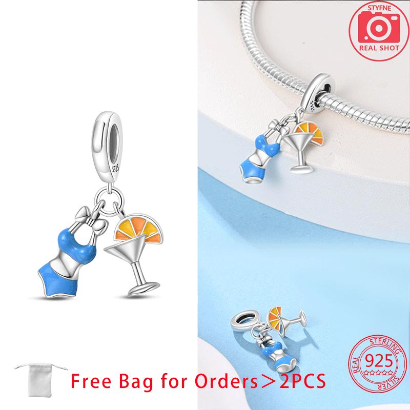 Authentic Copper Summer Coconut Cocktail Wine Coffee Charm Bead Charms Bead Charms Pendant Compatible With Women Bracelets Do It Yourself Jewellery De