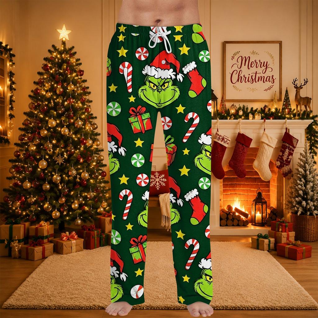 Men's Christmas Print Sleep Pants for Casual Lounging