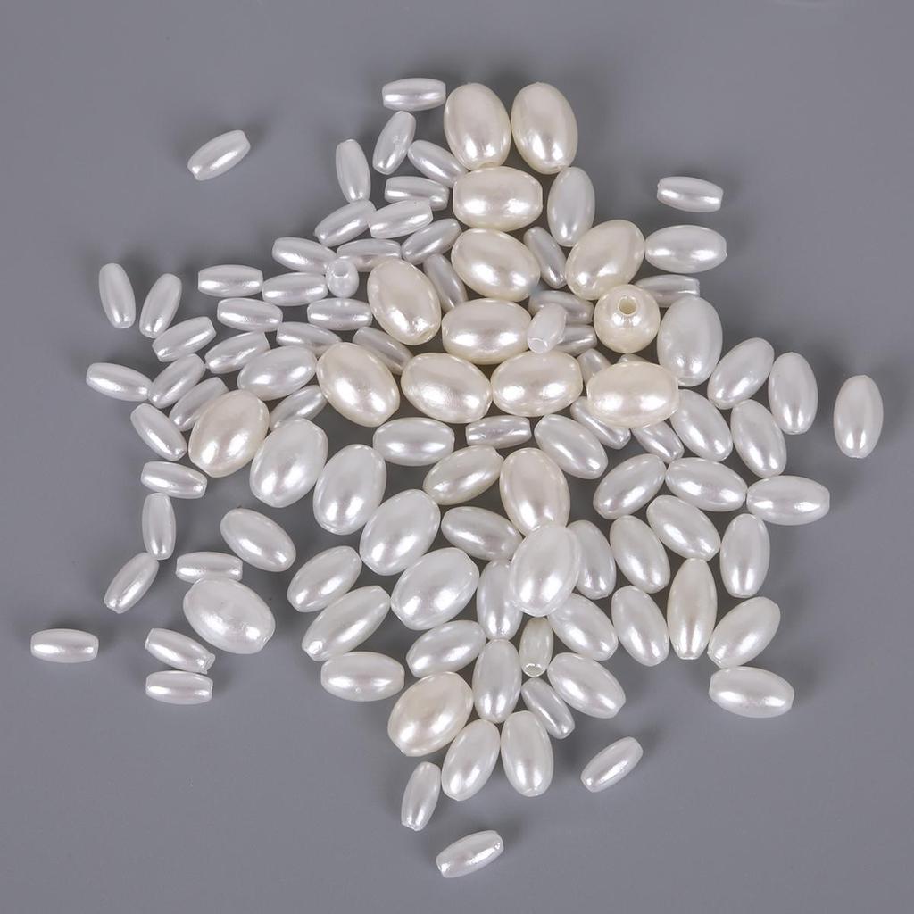 1300-7500Pcs New White Ivory ABS Imitation Pearl Beads Rice Bead ABS Plastic Loose Spacer Beads for Jewelry Makin