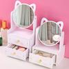 Assembly Makeup Mini Table Multifunctional Cosmetics Storage Rack With Rotating Mirror Skin Care Products Organizer Drawer Shelf