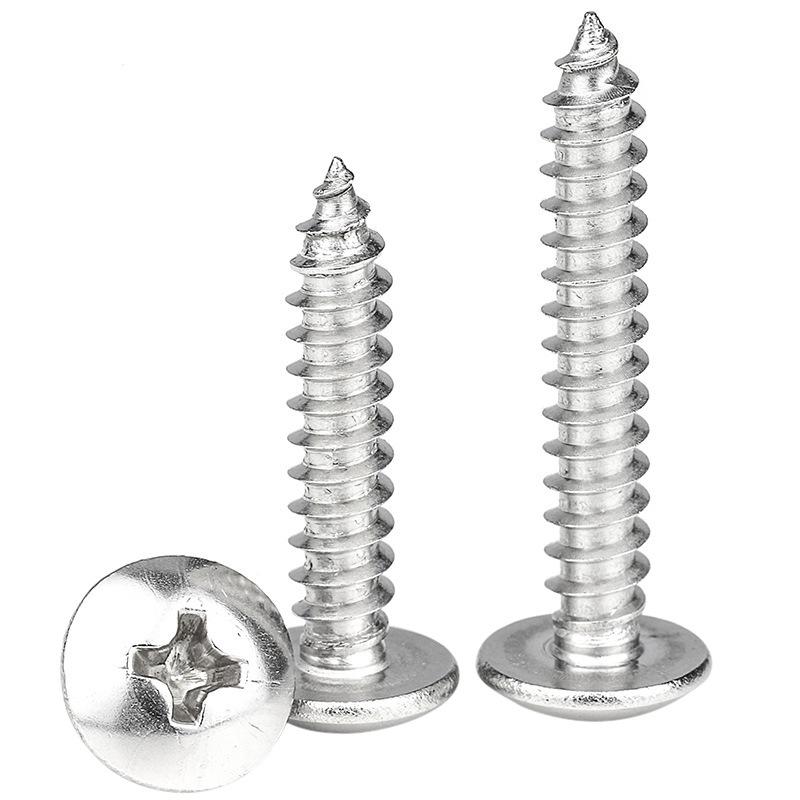 304 Stainless Steel Large Flat Head Cross Slot Self-Tapping Screws - Custom Umbrella/Mushroom Head Zigong Screws