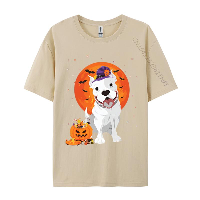 Pitbull Halloween Kostüm Kürbis T-Shirts Druck T-Shirts Herren Freizeit Große Größen Oversize Bedrucktes T-Shirt