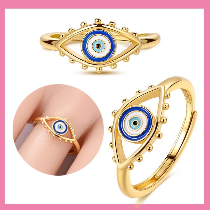 Copper Original Golden Guardian Eyes Religious Women'S Anniversary Gift Engagement Rings For Women Mens Jewelry