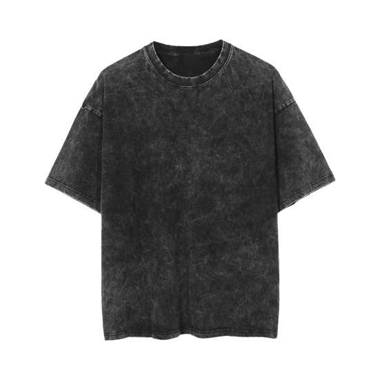 Summer Men T-shirt Round Neck Solid Color Distressed Casual Style Short Sleeve Loose Pullover Daily Wear Youthful Teenager Sport Top