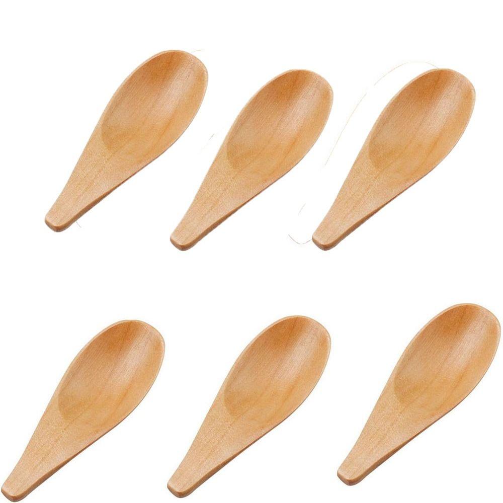 

1/6pcs Solid Wood Small Salt Spoon Natural Color Coffee Scoop Portable Condiment Scoop Restaurant 1pcs