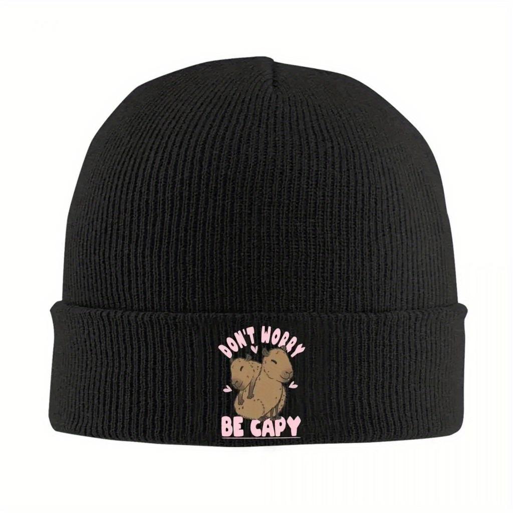Cute Panama Capybara Hats Autumn Winter Skullies Beanies Baggy Dont Worry Be Capy Cap Unisex Women Knitted Hat